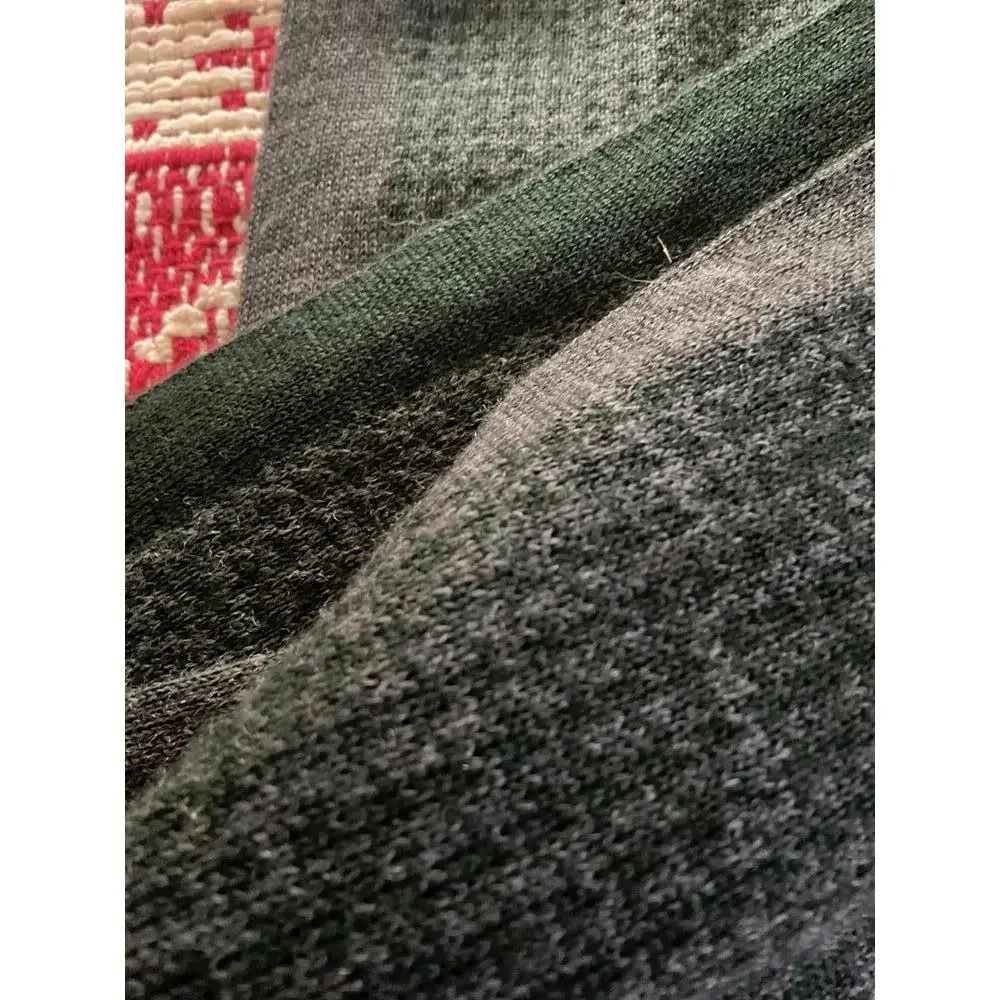 Calvin Klein Gray Green Patterned Wool Blend  Scarf